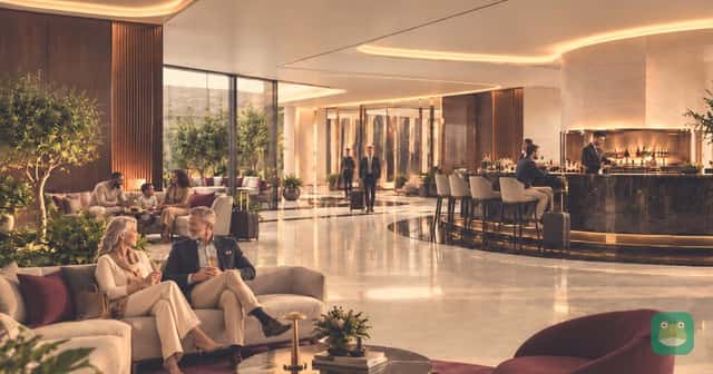 Conceptual rendering of the lounge bar inside the planned Dulles VIP terminal. Rendering: daa International, Corgan