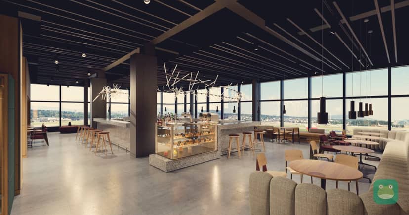 Rendering of the window bar in the new SWISS Senator Lounge