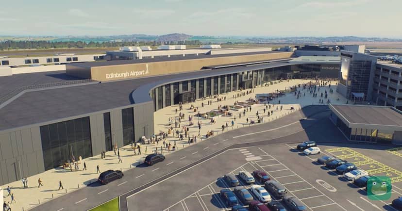Rendering of Edinburgh Airport's expanded terminal entrance once all phases are complete.
