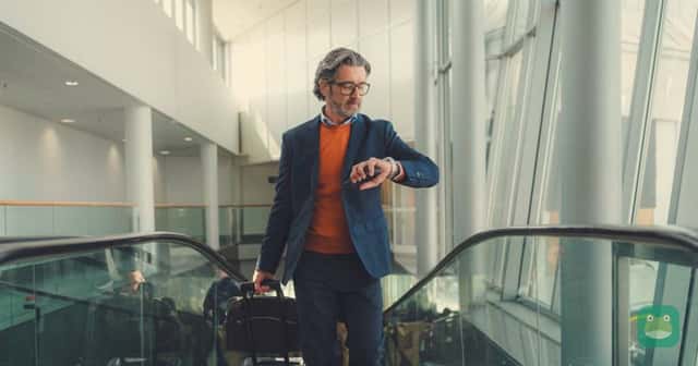 SAS passenger at the airport, in an image supplied with the airline's punctuality announcement.