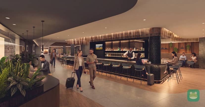 Rendering of American's planned Admirals Club in the Atrium at Charlotte Douglas International Airport