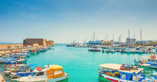 Heraklion harbour on Crete, one of two destinations for British Airways' Avios-Only flights in August 2027
