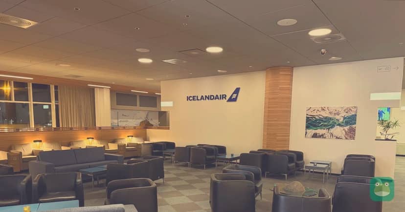 Seating area in the Icelandair Saga Lounge at Keflavík Airport