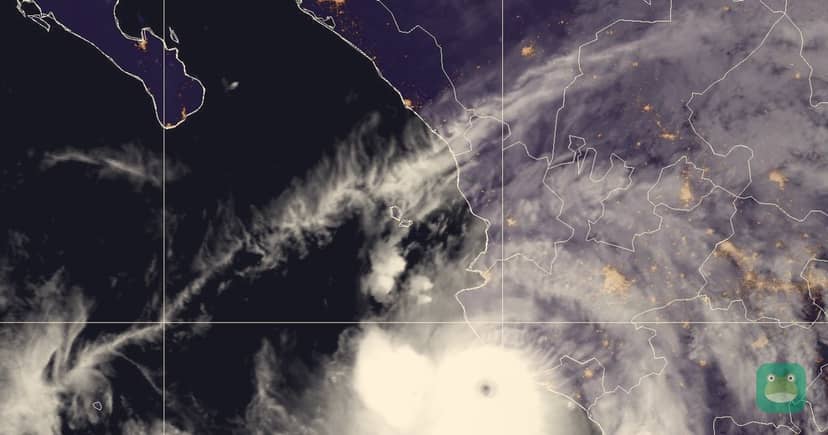 Hurricane Simon off the coast of west-central Mexico, seen by NOAA's GOES-West satellite on Oct. 11, 2026.