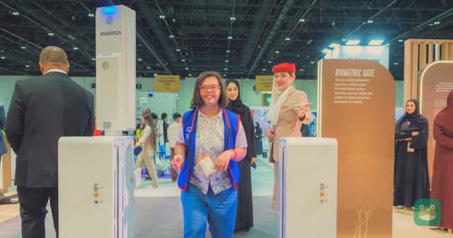 Emirates' barrier-free biometric path at Dubai International Terminal 3, shown at AccessAbilities Expo 2026.