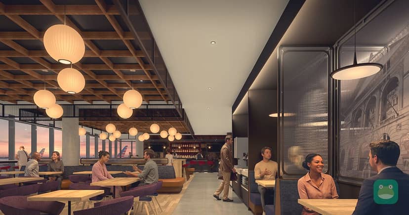 Rendering of American's new Admirals Club in Concourse L at Chicago O'Hare