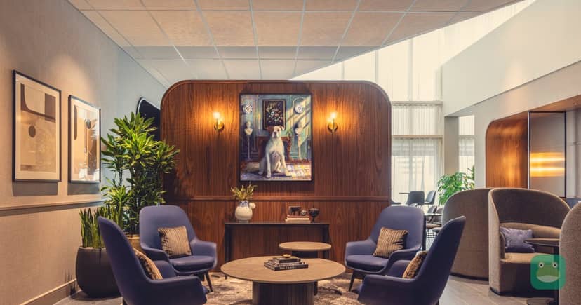 Seating at the Centurion Lounge at Amsterdam Schiphol, open to Amex Platinum cardholders