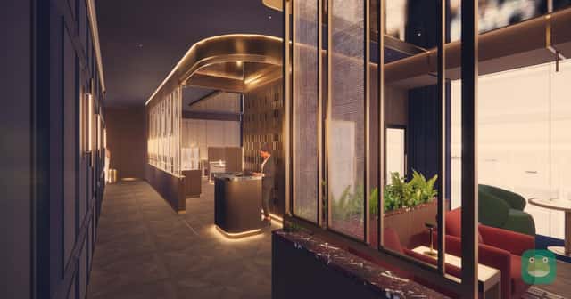 Rendering: Concorde dining entrance in the planned Heathrow T5 C Gates lounge (British Airways)