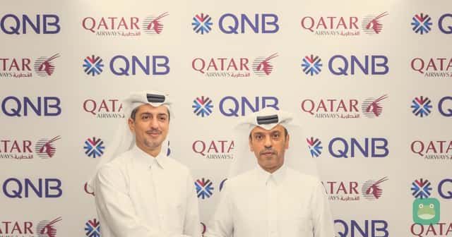 Qatar Airways and QNB officials at their payments partnership signing. Photo: Qatar Airways.