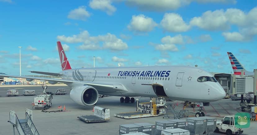 A Turkish Airlines Airbus A350 at the gate