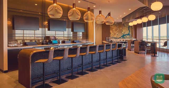 American’s Admirals Club bar at Philadelphia International Airport. This representative airline facility is separate from the Touchless ID checkpoint service.