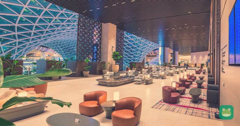 Qatar Airways' Al Mourjan Business Lounge, The Garden, one of the lounges near The Orchard at Hamad International Airport.