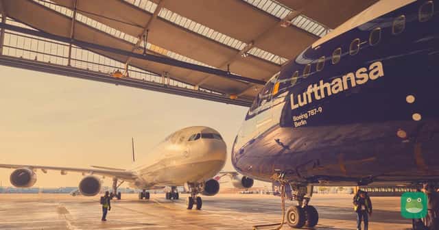 A Lufthansa widebody at Frankfurt; the group postponed Dubai flights to Nov. 25