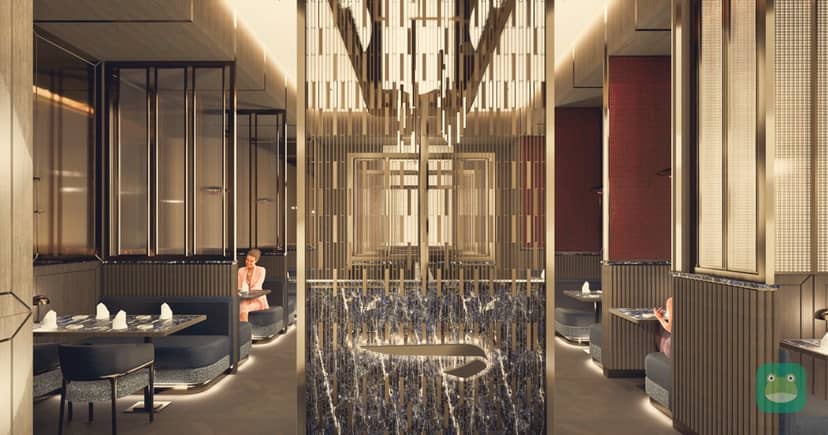 Rendering of the Concorde Arrivals dining area for First passengers