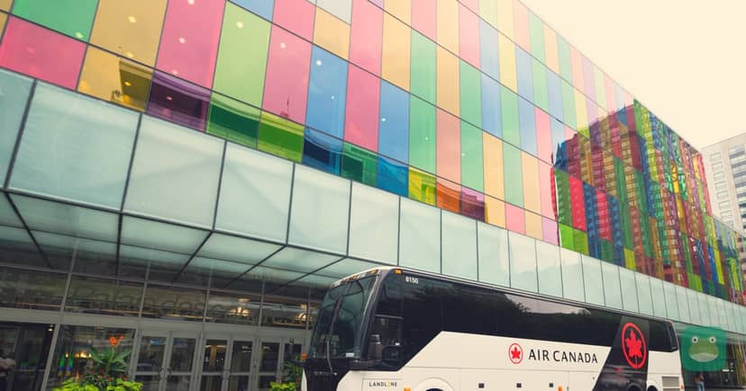 An Air Canada City Shuttle coach outside the Palais des congrès de Montréal