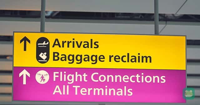Flight Connections signage at Heathrow. Follow the current transfer route before planning a lounge visit.