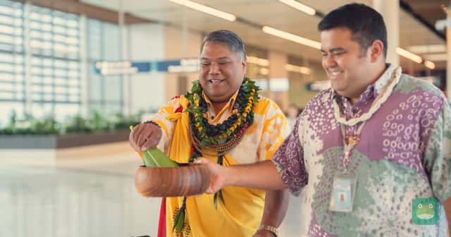 A traditional Hawaiian blessing at the site of the new Hawaiian Airlines Lounge in Honolulu