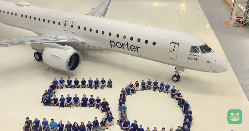 A Porter Airlines Embraer E195-E2, the jet Porter will fly from London to Halifax, Vancouver and Edmonton