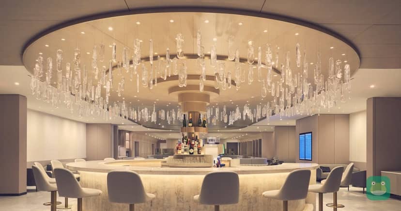 Circular champagne bar in the Chelsea Lounge, JFK Terminal 8