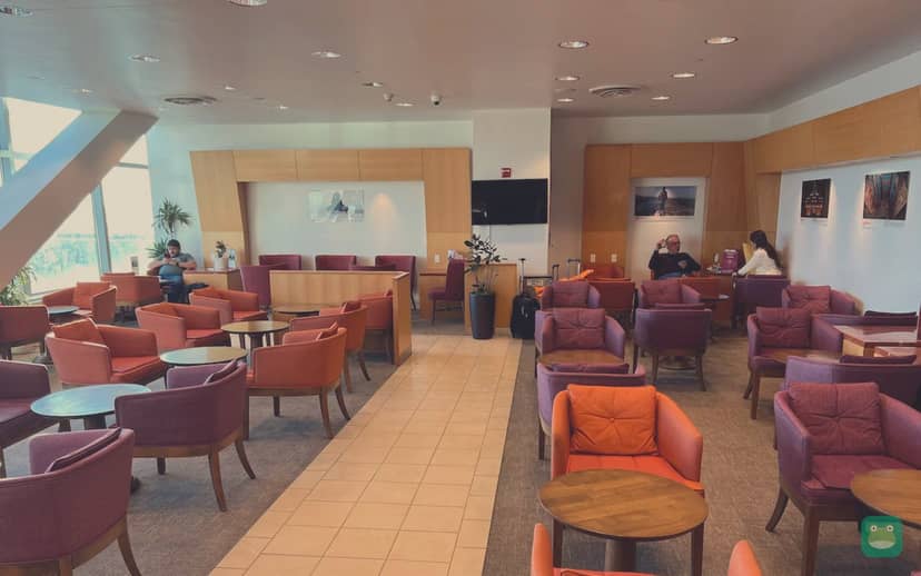 Air India Maharaja Lounge, JFK Terminal 4 — seating along the central walkway