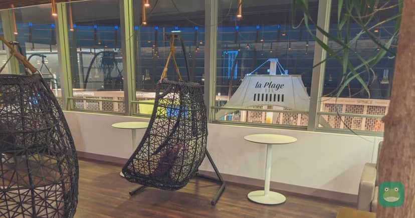 The Infinity Lounge, NCE Terminal 2 — hanging cage seats