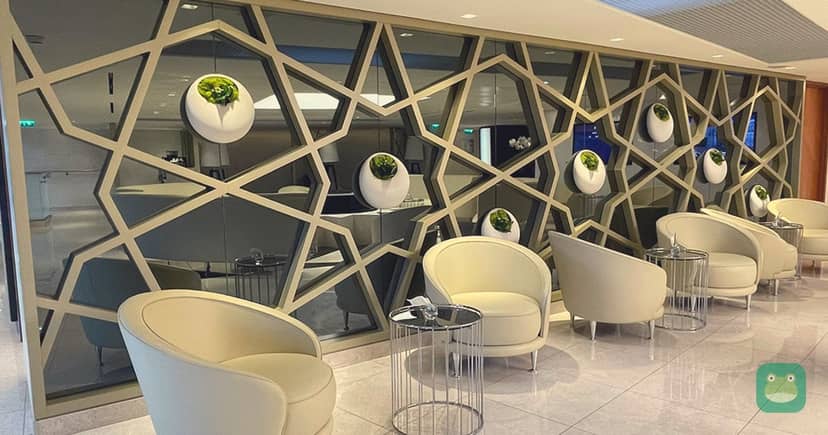 Seating area in the Qatar Airways Premium Lounge, CDG Terminal 1