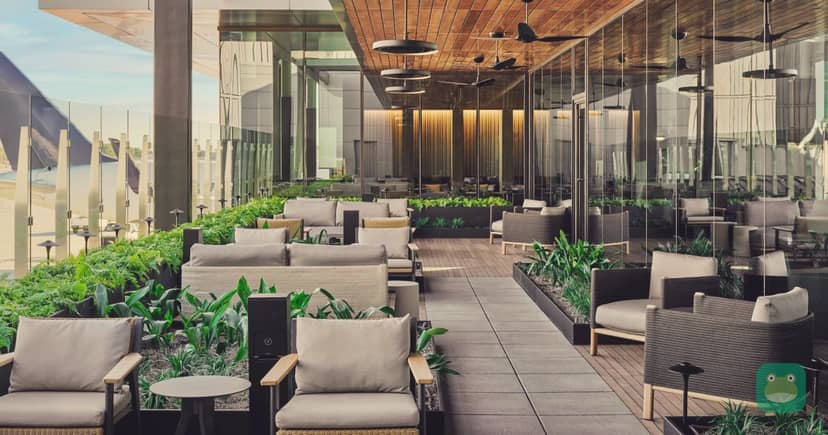 Airside terrace seating at The Centurion Lounge ATL