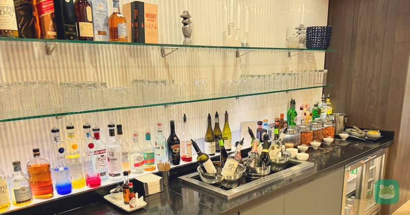 British Airways Lounge, EDI Main Terminal — spirits bar display
